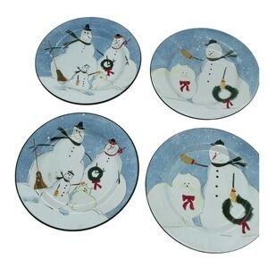 Oneida Snow Family 8" Set‎ Of 4 Plates EUC